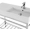 Modern Ceramic Console Sink With Counter Space and Chrome Base, 40